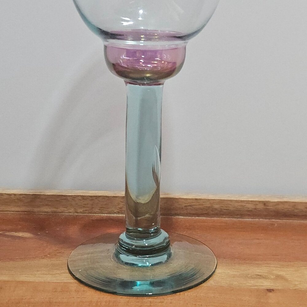 Pfaltzgraff Juniper Wine Glass 8.5" teal cranberry goblet glass 12oz - Picture 3 of 6